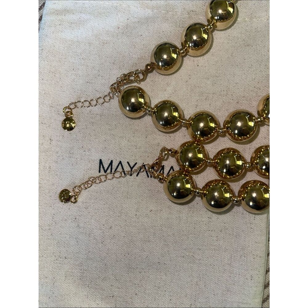 Gold Beaded Heart Pendant Necklace - set of 2  by Mayamar - Picture 4 of 4